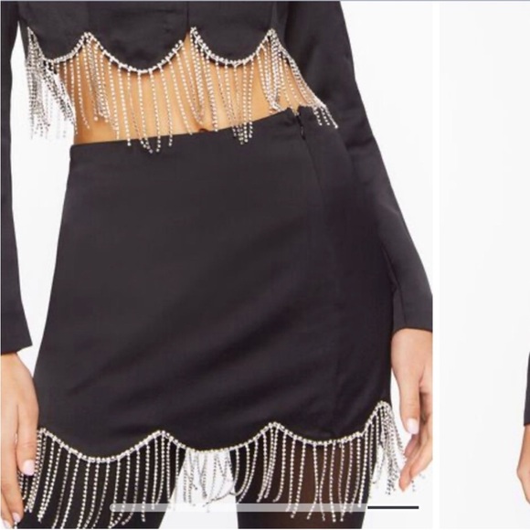 Rhinestone fringe mini skirt NWT - Picture 1 of 5